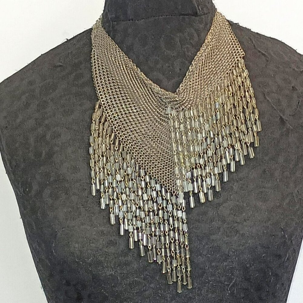 Ferrara Whiting and Davis Asymmetrical Ring Mesh Necklace - Picture 3 of 4